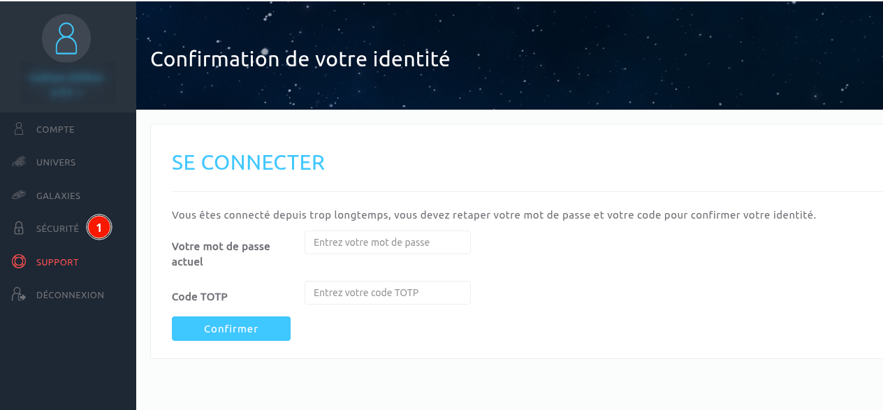 Accéder aux menu sécurité
